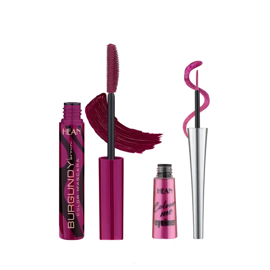 Mascara BURGUNDY + eyeliner AMARANT